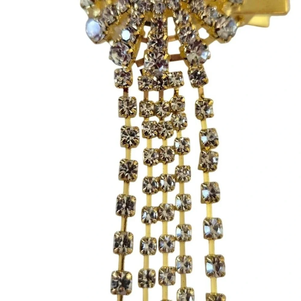 Lot of 8,‎ NEW Gold hair clips, claws and slides with rhinestones and tassels.